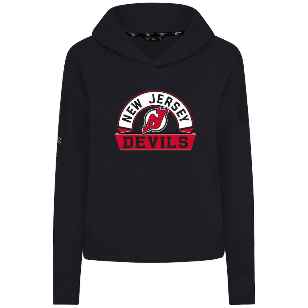 New Jersey Devils - Levelwear Women's Sweet Banner Arch Tri-Blend Cropped Pullover Hoodie Black