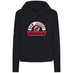 New Jersey Devils - Levelwear Women's Sweet Banner Arch Tri-Blend Cropped Pullover Hoodie Black