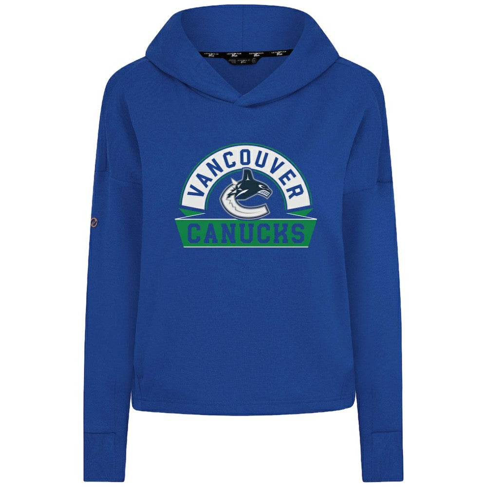 Vancouver Canucks - Levelwear Women's Sweet Banner Arch Tri-Blend Cropped Pullover Hoodie Royal