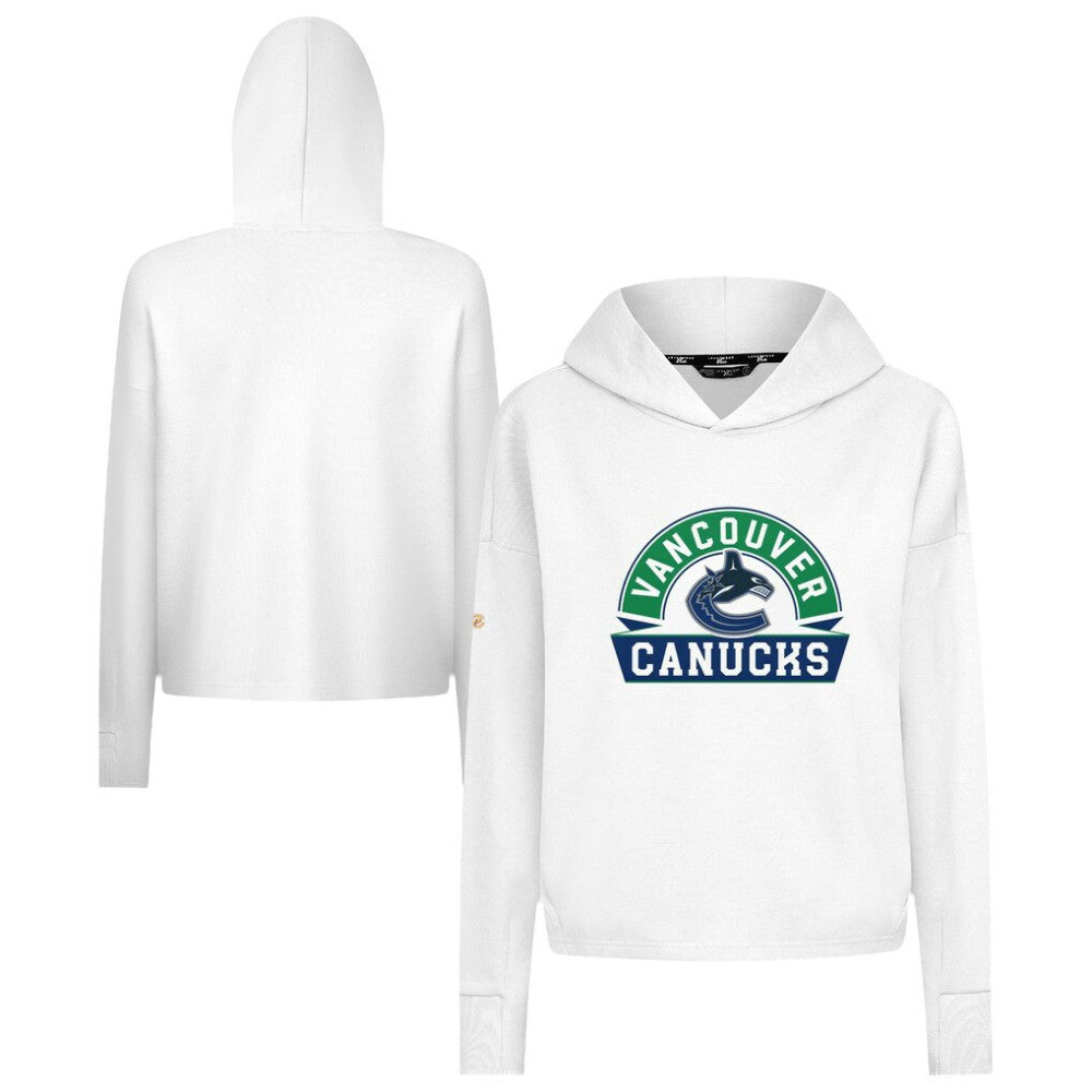 Vancouver Canucks - Levelwear Women's Sweet Banner Arch Tri-Blend Cropped Pullover Hoodie White