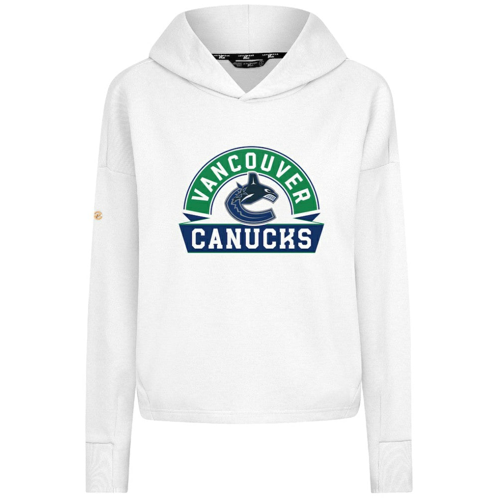 Vancouver Canucks - Levelwear Women's Sweet Banner Arch Tri-Blend Cropped Pullover Hoodie White