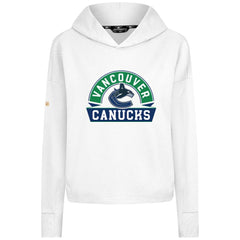 Vancouver Canucks - Levelwear Women's Sweet Banner Arch Tri-Blend Cropped Pullover Hoodie White