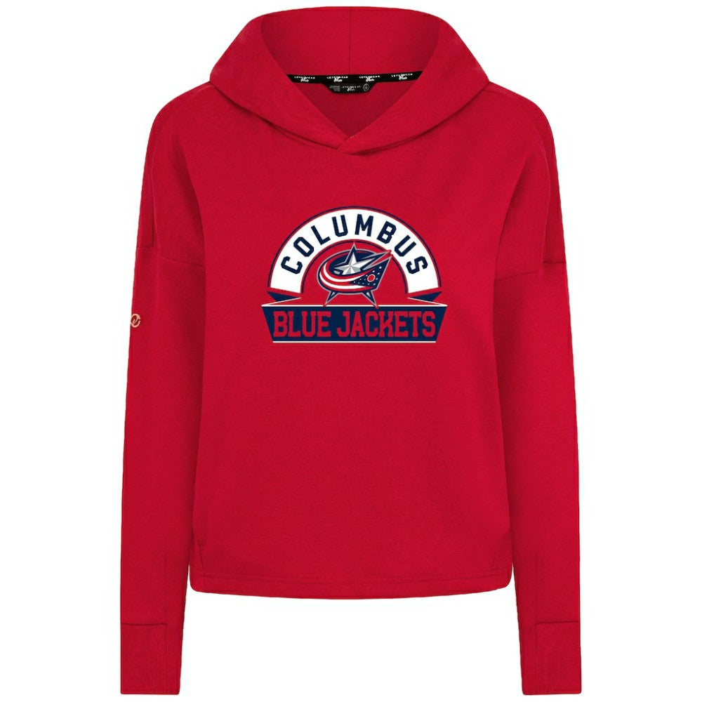 Columbus Blue Jackets - Levelwear Women's Sweet Banner Arch Tri-Blend Cropped Pullover Hoodie Red