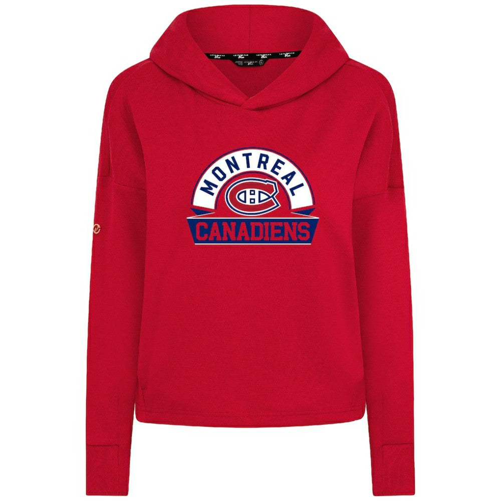 Montreal Canadiens - Levelwear Women's Sweet Banner Arch Tri-Blend Cropped Pullover Hoodie Red
