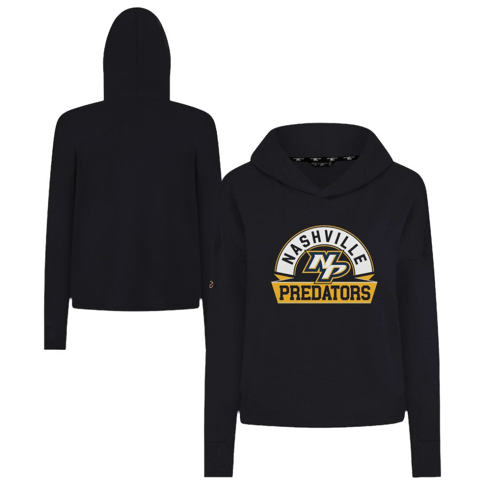 Nashville Predators - Levelwear Women's Sweet Banner Arch Tri-Blend Cropped Pullover Hoodie Black