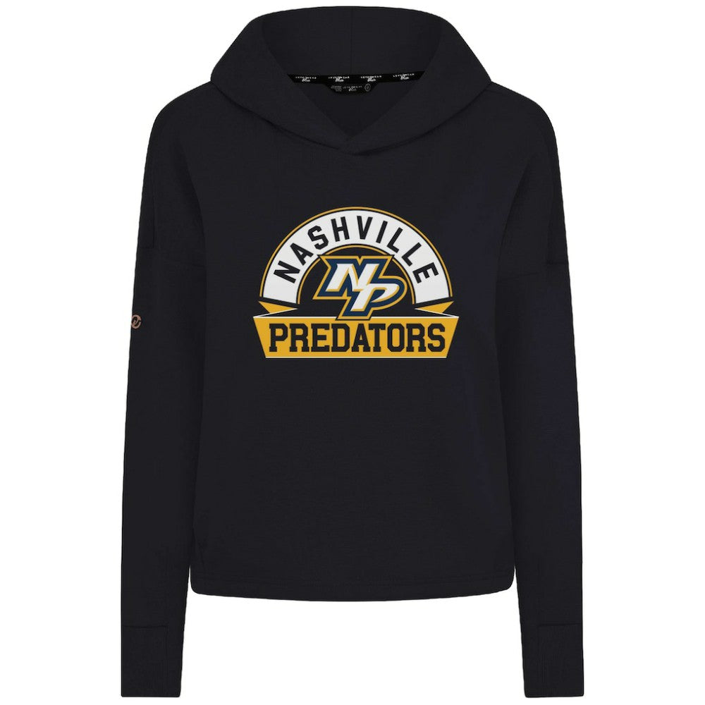 Nashville Predators - Levelwear Women's Sweet Banner Arch Tri-Blend Cropped Pullover Hoodie Black