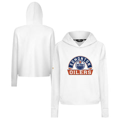 Edmonton Oilers - Levelwear Women's Sweet Banner Arch Tri-Blend Cropped Pullover Hoodie White