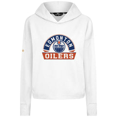 Edmonton Oilers - Levelwear Women's Sweet Banner Arch Tri-Blend Cropped Pullover Hoodie White