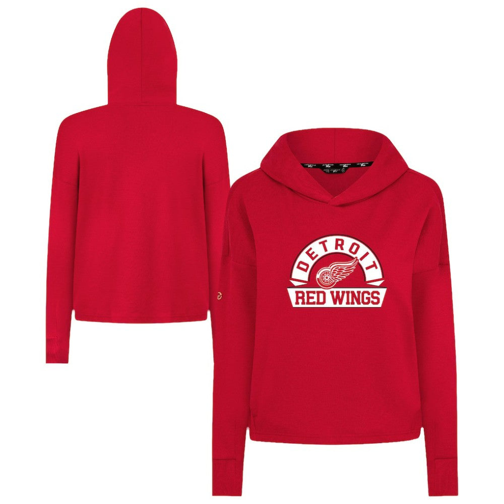 Detroit Red Wings - Levelwear Women's Sweet Banner Arch Tri-Blend Cropped Pullover Hoodie Red