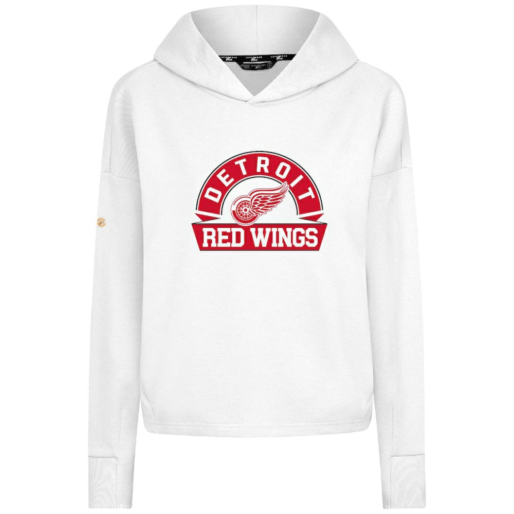 Detroit Red Wings - Levelwear Women's Sweet Banner Arch Tri-Blend Cropped Pullover Hoodie White