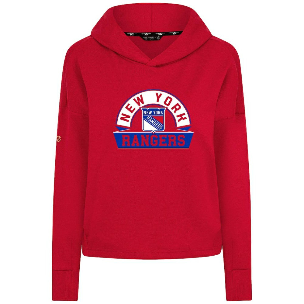 New York Rangers Levelwear Women's Sweet Banner Arch Tri-Blend Cropped Pullover Hoodie Red
