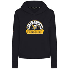 Pittsburgh Penguins Levelwear Women's Sweet Banner Arch Tri-Blend Cropped Pullover Hoodie Black