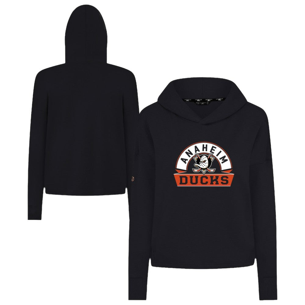 Anaheim Ducks - Levelwear Women's Sweet Banner Arch Tri-Blend Cropped Pullover Hoodie Black
