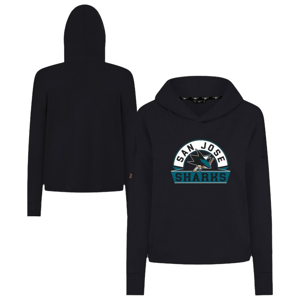 San Jose Sharks - Levelwear Women's Sweet Banner Arch Tri-Blend Cropped Pullover Hoodie Black