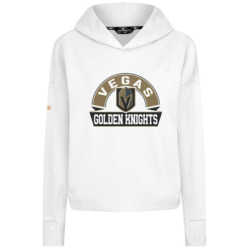 Vegas Golden Knights Levelwear Women's Sweet Banner Arch Tri-Blend Cropped Pullover Hoodie White