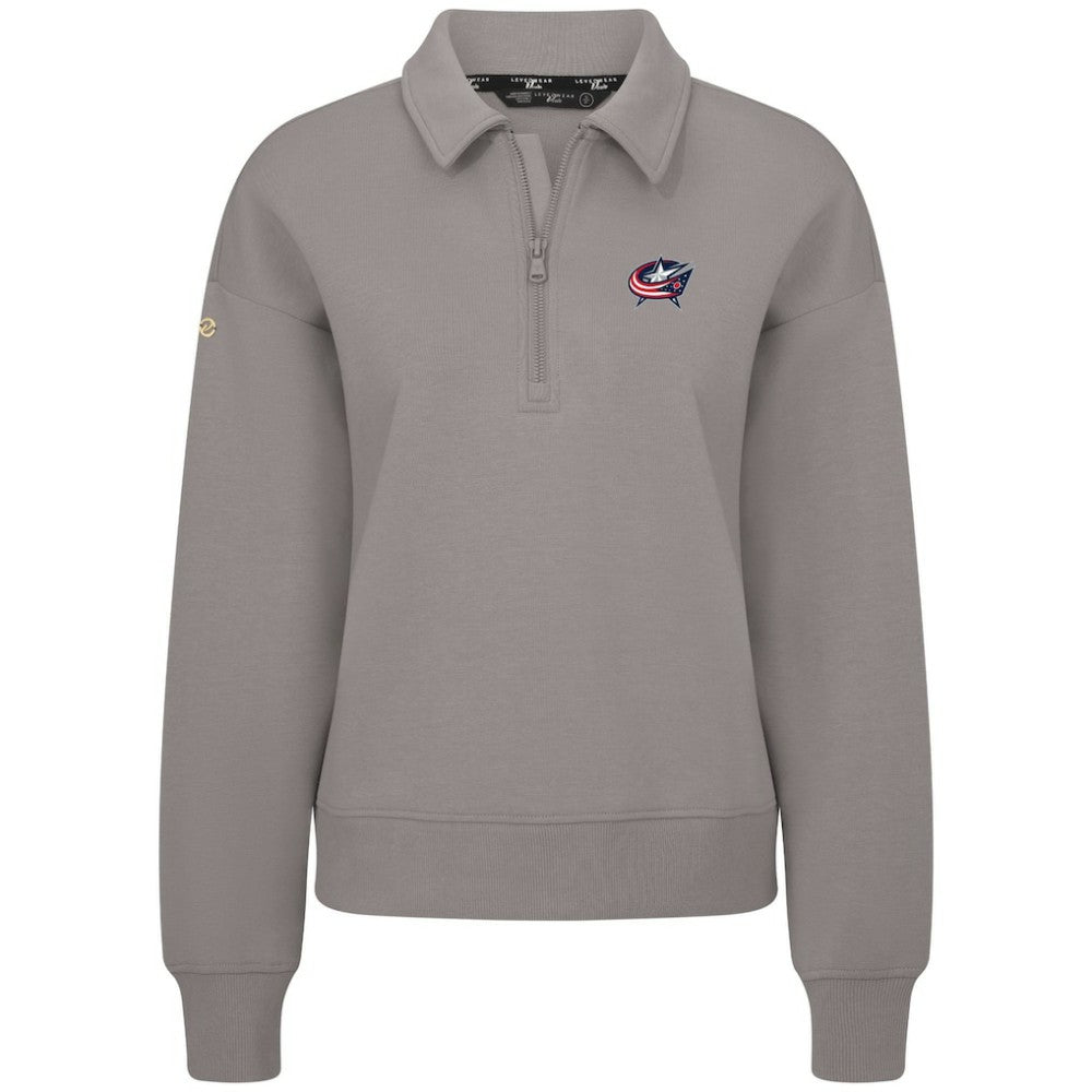Columbus Blue Jackets - Levelwear Women's Canmore Quarter-Zip Pullover Gray