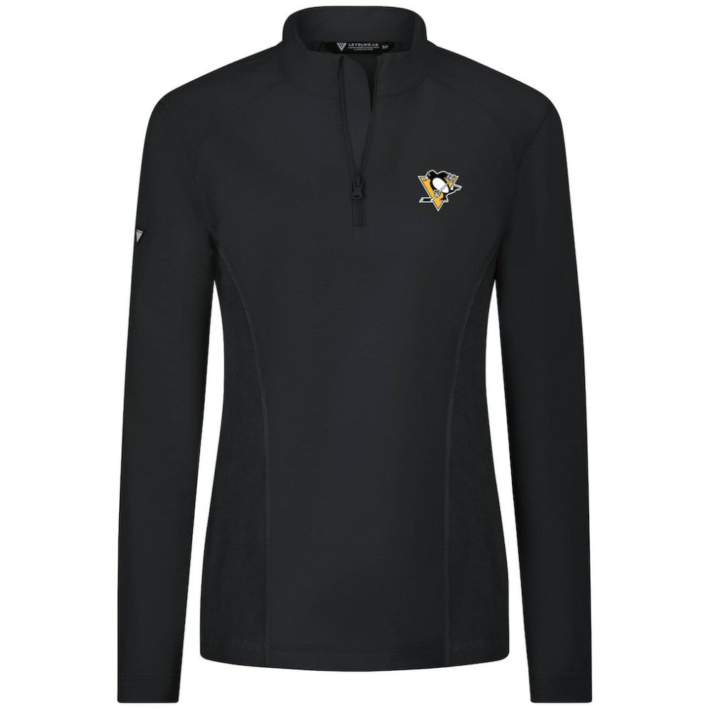 Pittsburgh Penguins Levelwear Women's Upright Quarter-Zip Pullover Black