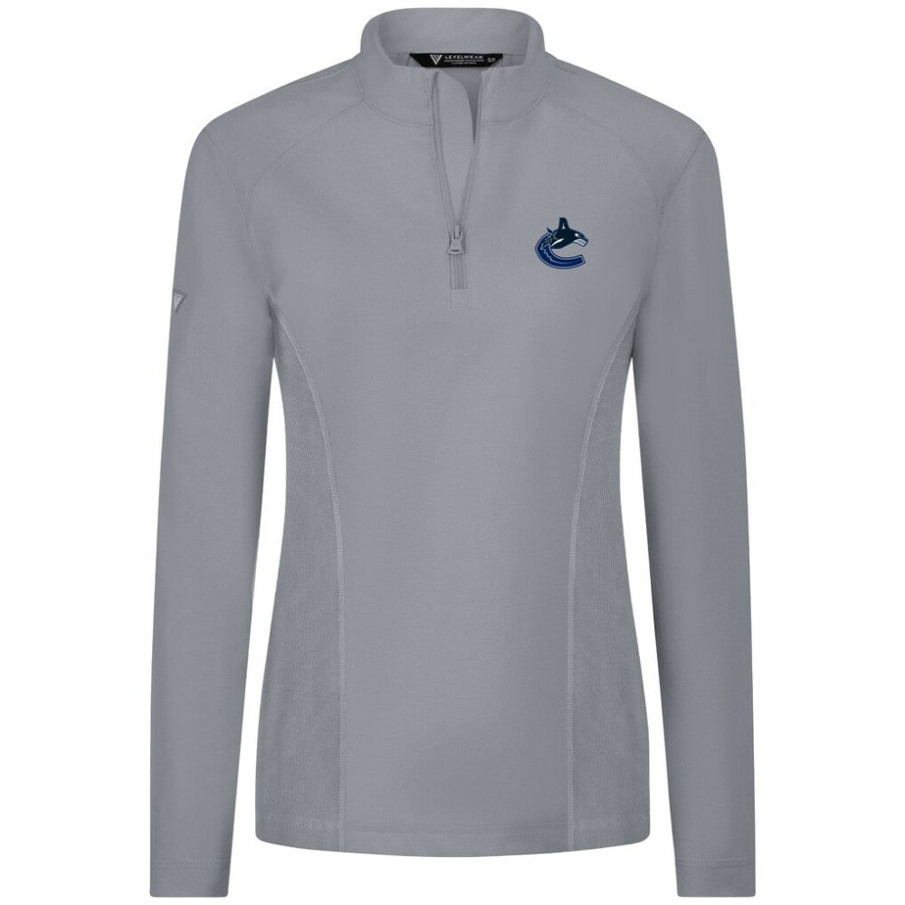 Vancouver Canucks - Levelwear Women's Upright Quarter-Zip Pullover Gray