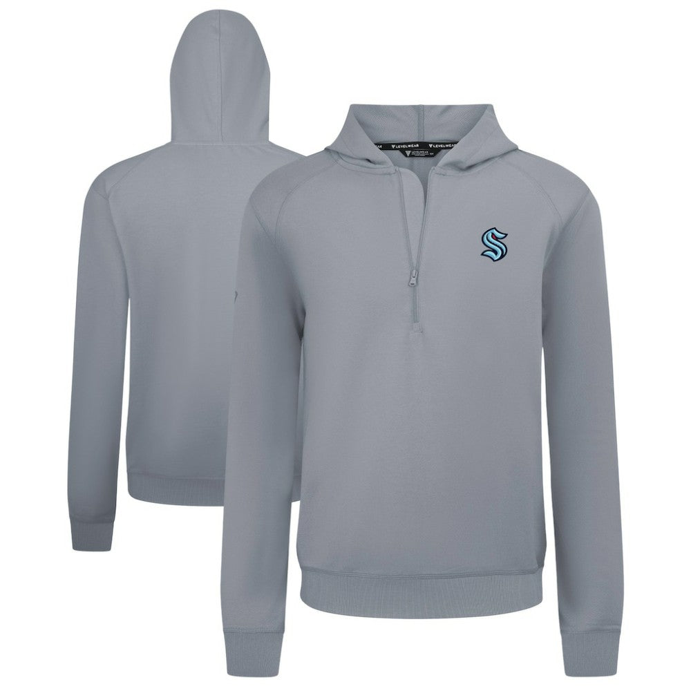 Seattle Kraken Levelwear Technic Quarter-Zip Pullover Hoodie Gray