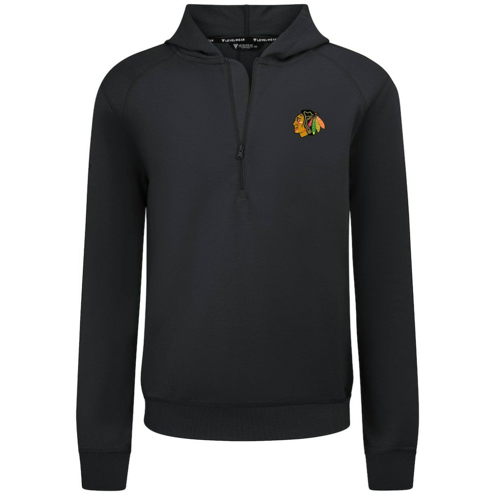 Chicago Blackhawks Levelwear Technic Quarter-Zip Pullover Hoodie Black