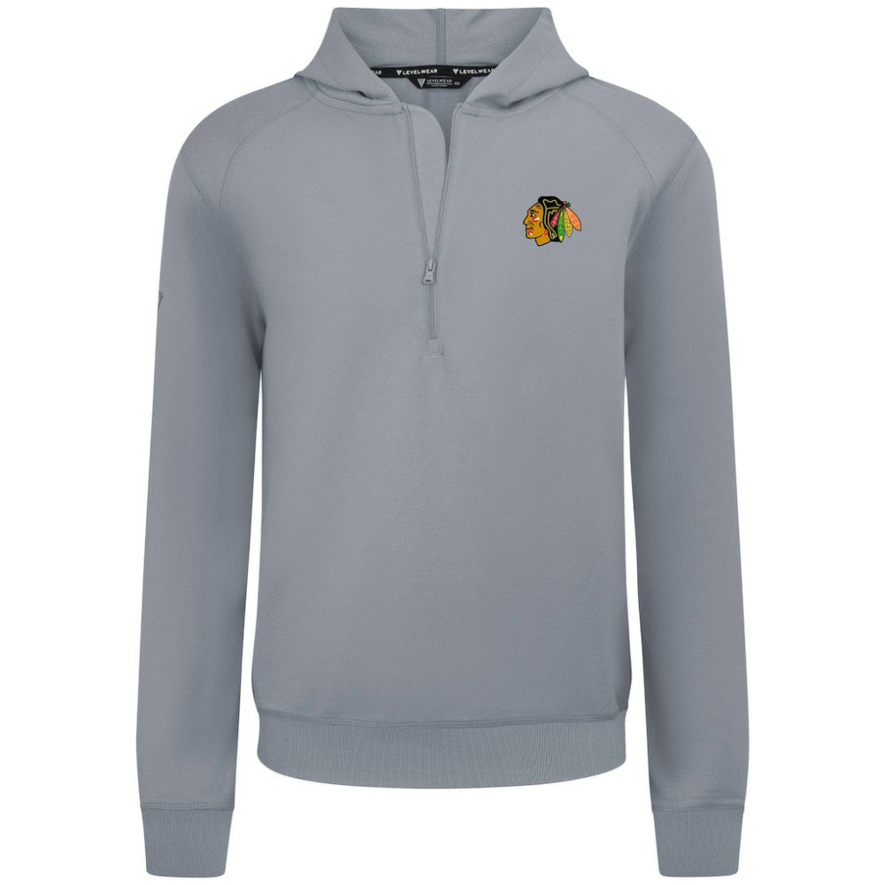 Chicago Blackhawks Levelwear Technic Quarter-Zip Pullover Hoodie Gray