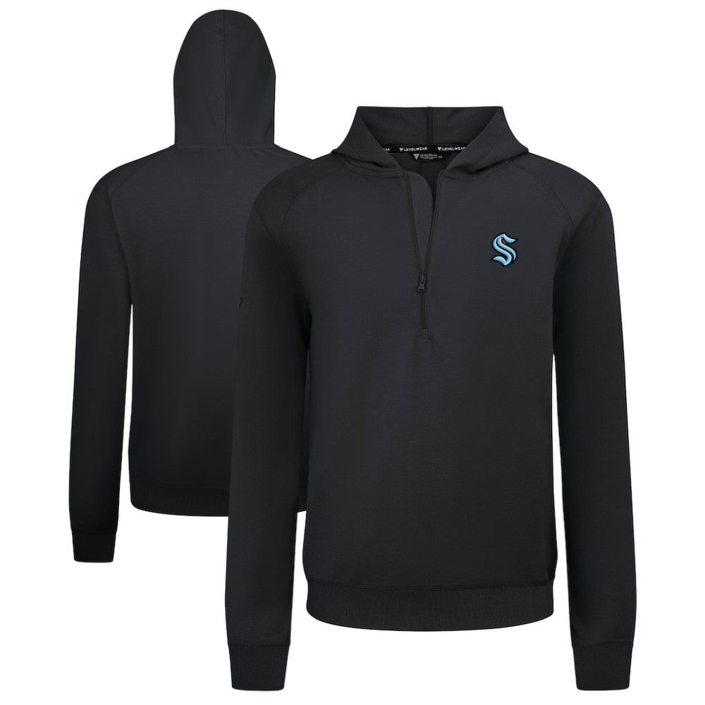 Seattle Kraken Levelwear Technic Quarter-Zip Pullover Hoodie Black