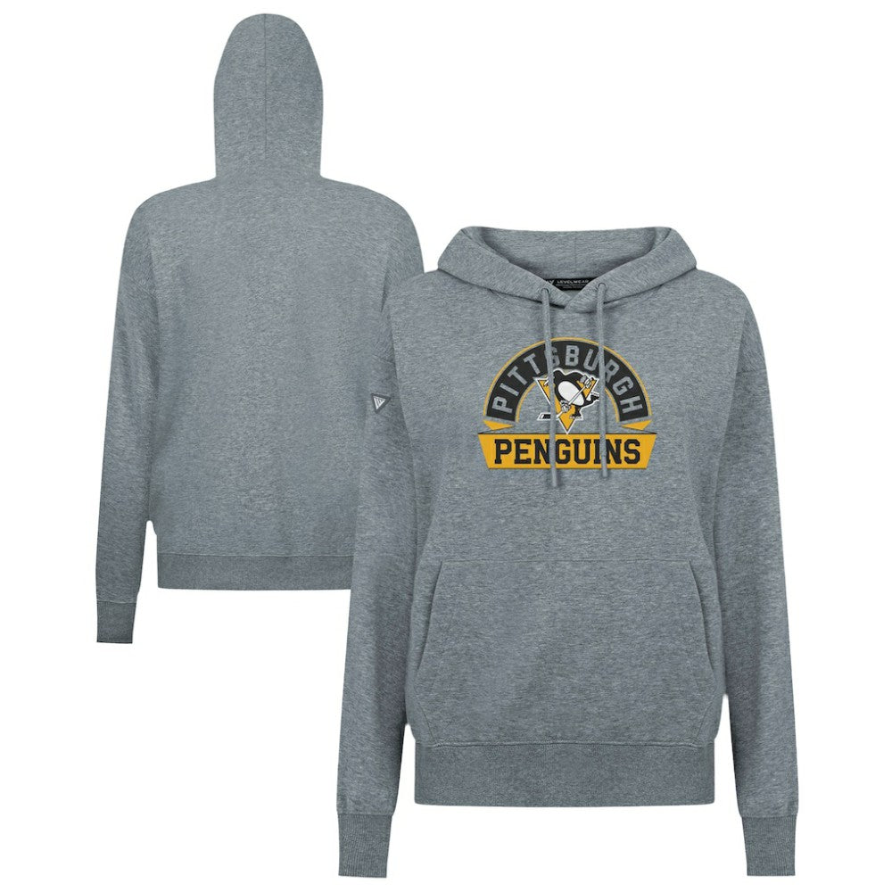 Pittsburgh Penguins Levelwear Women's Adorn Banner Arch Pullover Hoodie Gray
