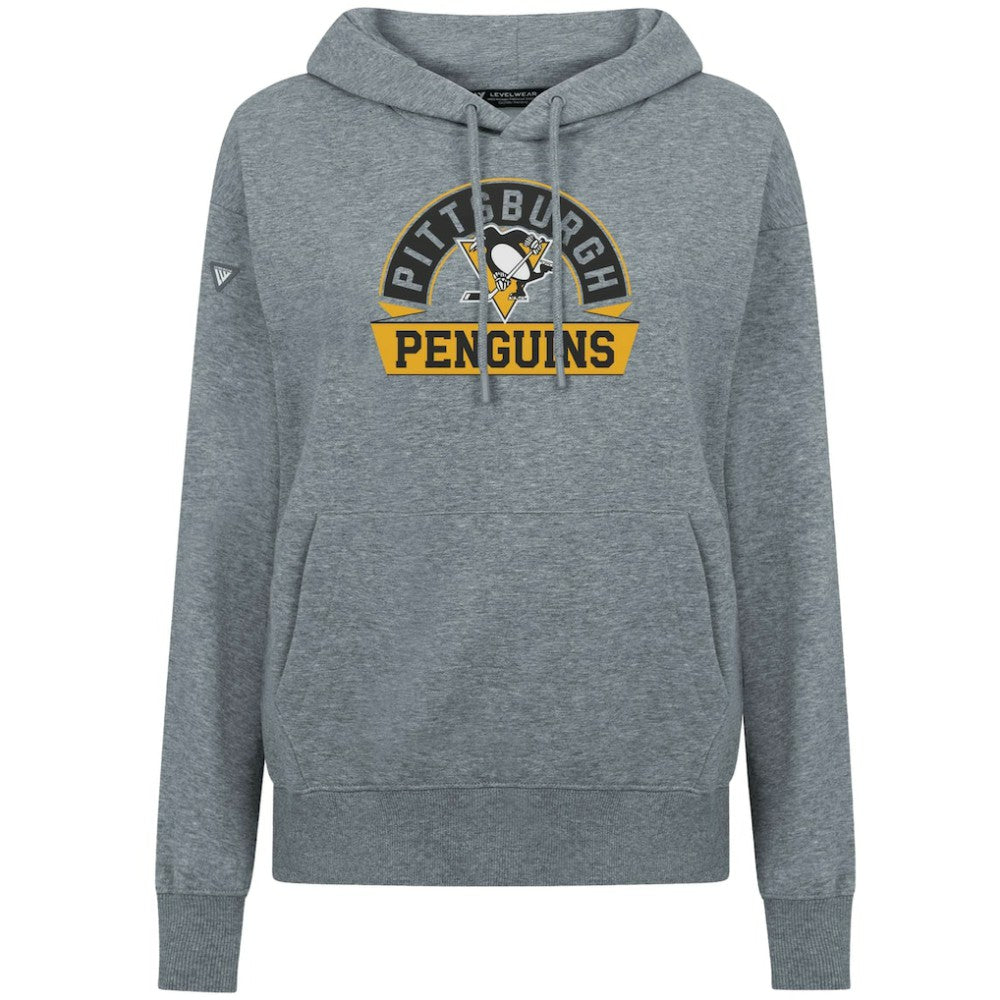 Pittsburgh Penguins Levelwear Women's Adorn Banner Arch Pullover Hoodie Gray
