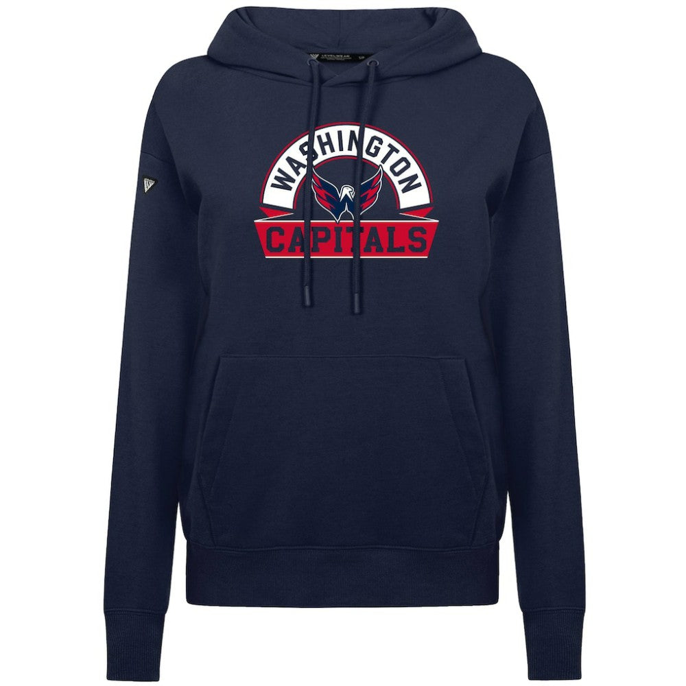 Washington Capitals Levelwear Women's Adorn Banner Arch Pullover Hoodie Navy