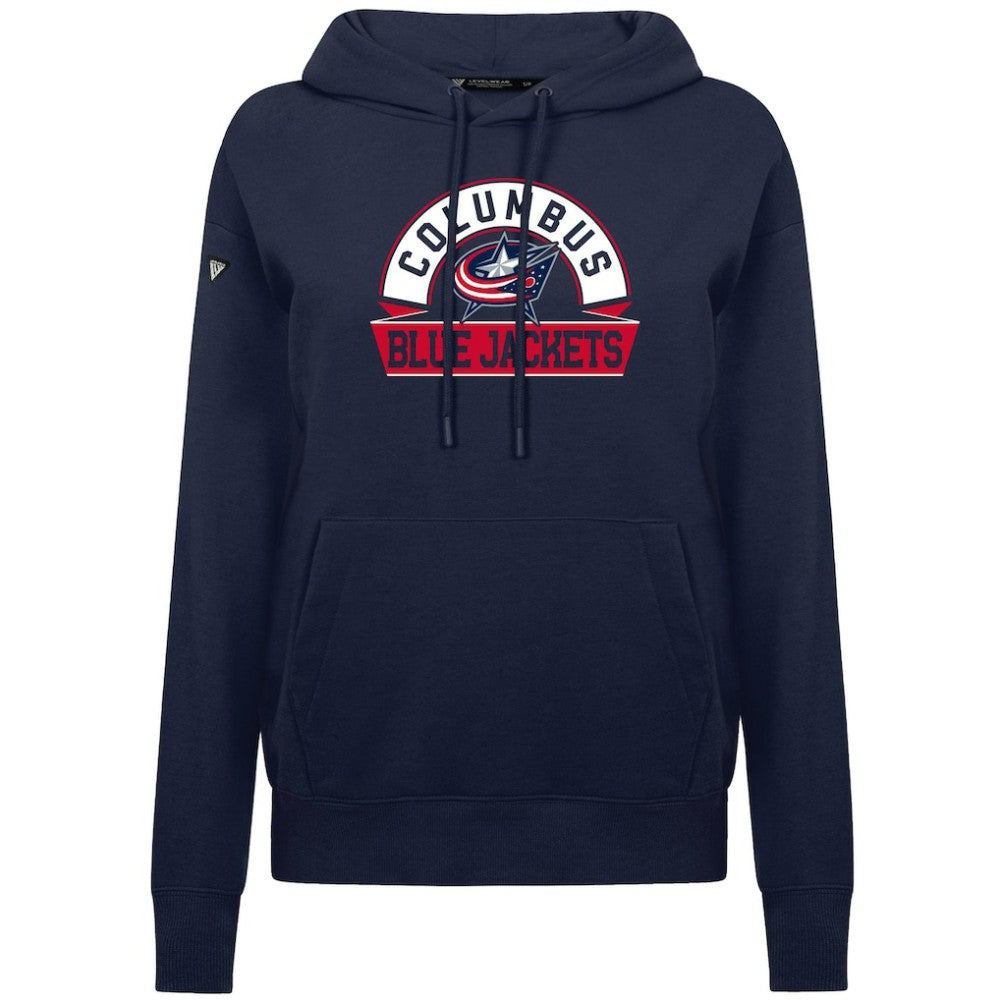 Columbus Blue Jackets - Levelwear Women's Adorn Banner Arch Pullover Hoodie Navy