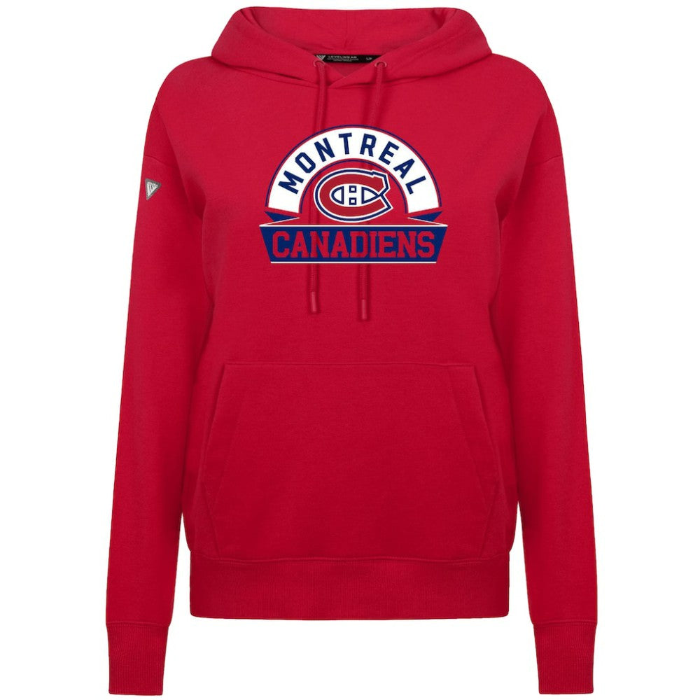 Montreal Canadiens - Levelwear Women's Adorn Banner Arch Pullover Hoodie Red