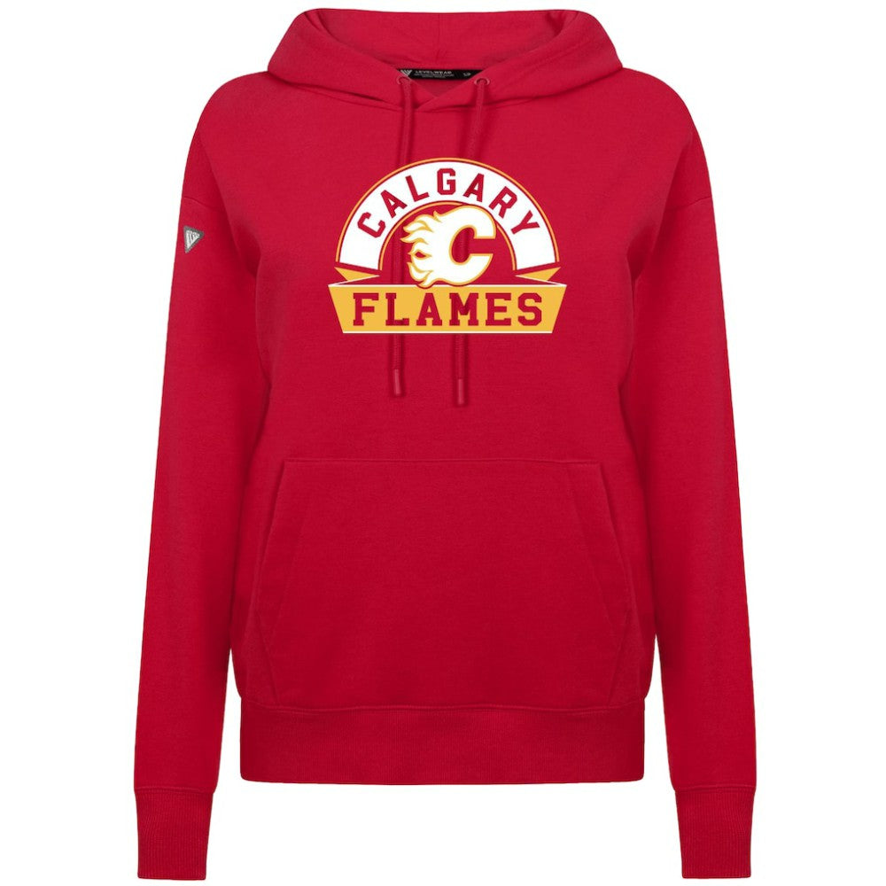 Calgary Flames - Levelwear Women's Adorn Banner Arch Pullover Hoodie Red