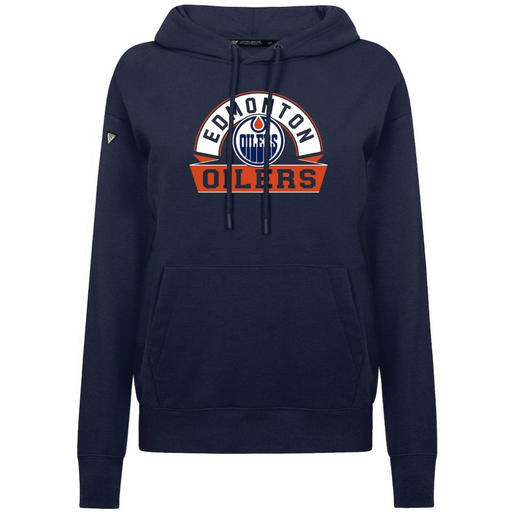 Edmonton Oilers - Levelwear Women's Adorn Banner Arch Pullover Hoodie Navy
