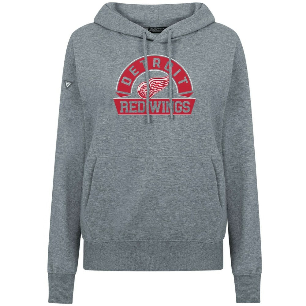 Detroit Red Wings - Levelwear Women's Adorn Banner Arch Pullover Hoodie Gray