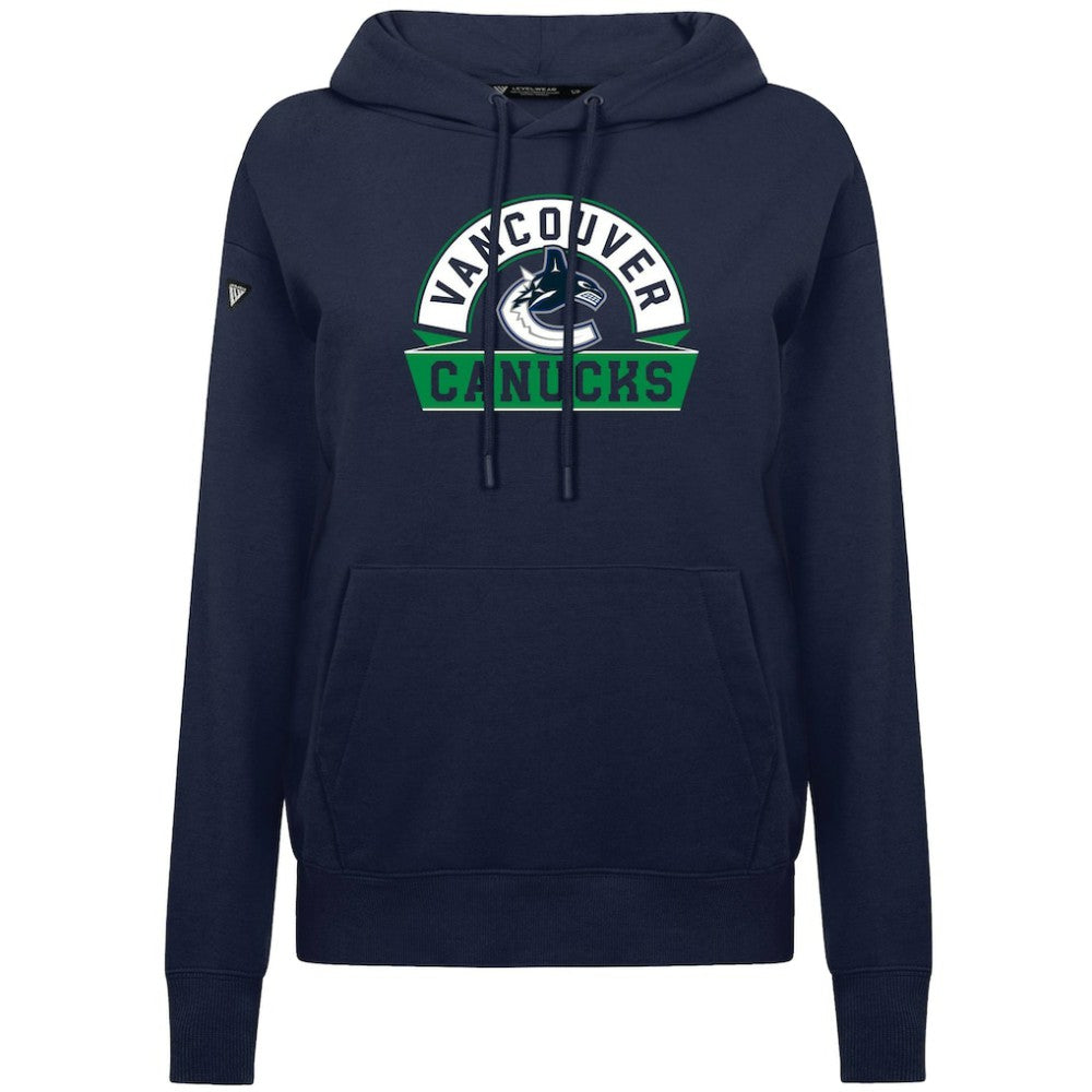 Vancouver Canucks - Levelwear Women's Adorn Banner Arch Pullover Hoodie Navy