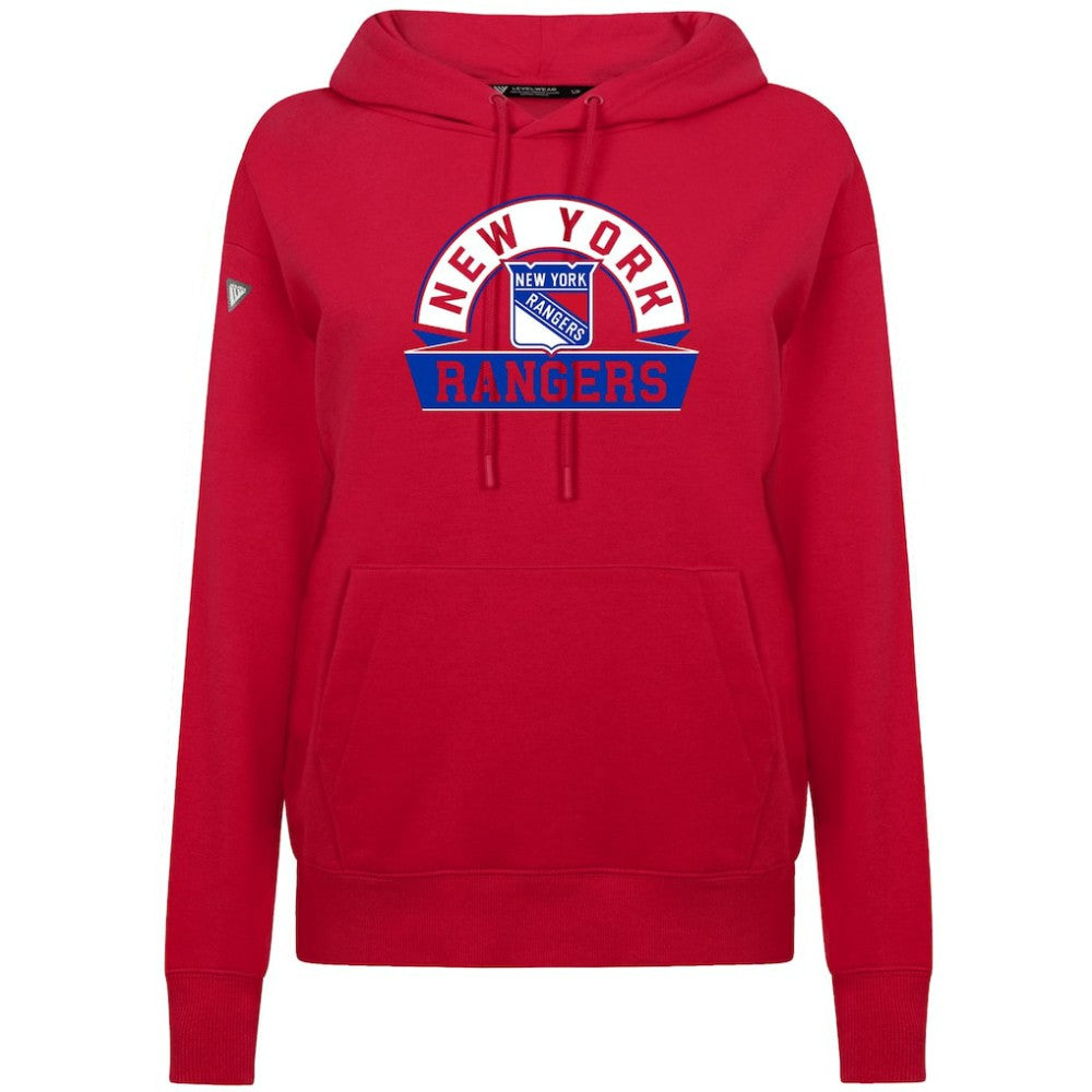 New York Rangers Levelwear Women's Adorn Banner Arch Pullover Hoodie Red