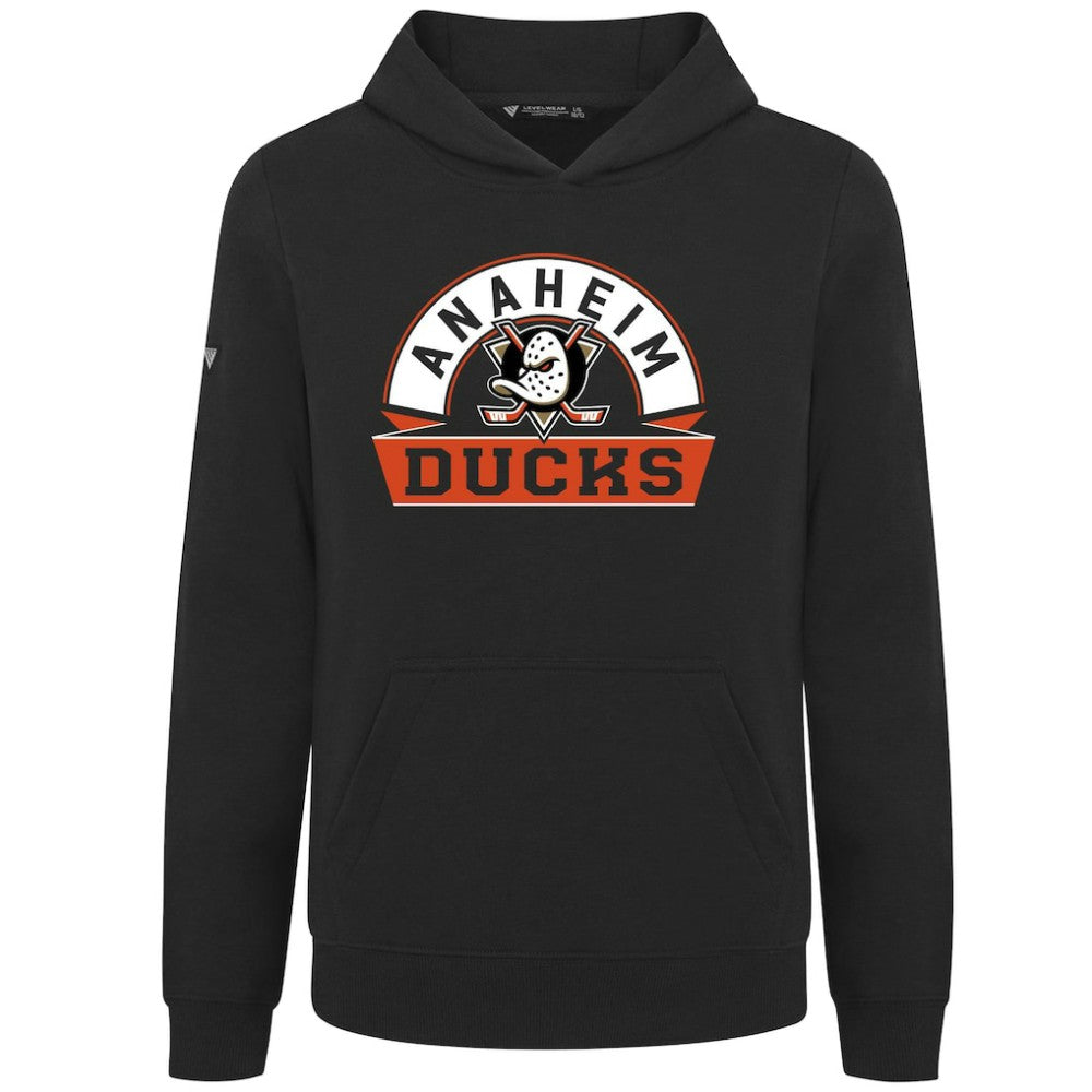Anaheim Ducks - Levelwear Youth Podium Banner Arch Pullover Hoodie Black