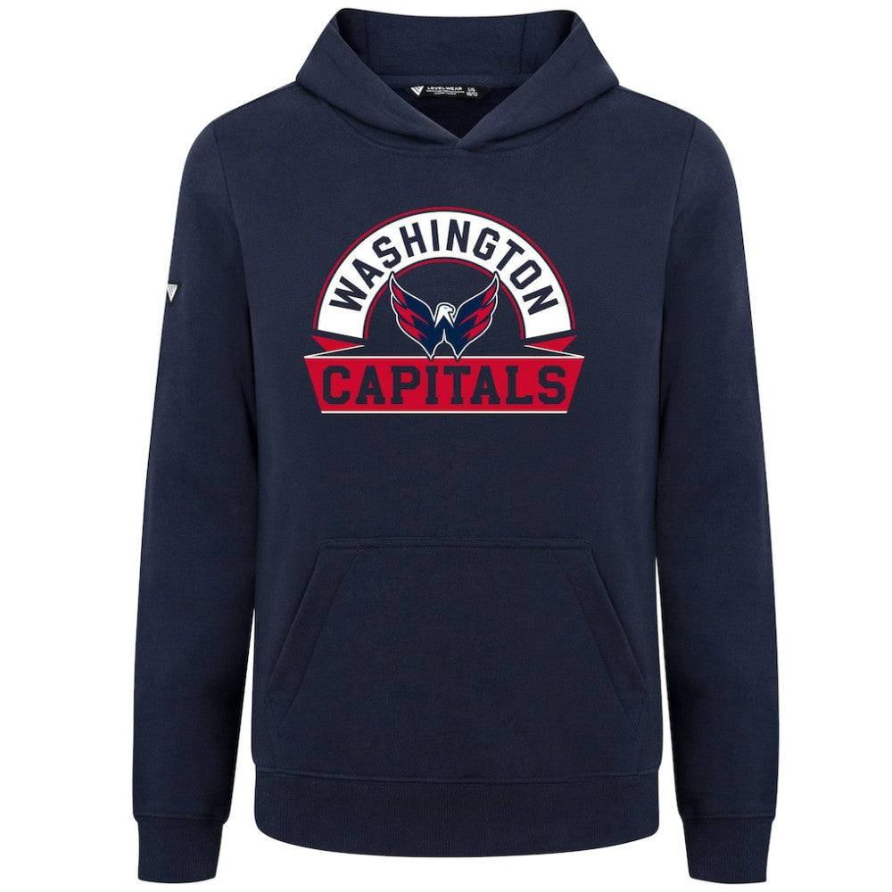 Washington Capitals Levelwear Youth Podium Banner Arch Pullover Hoodie Navy