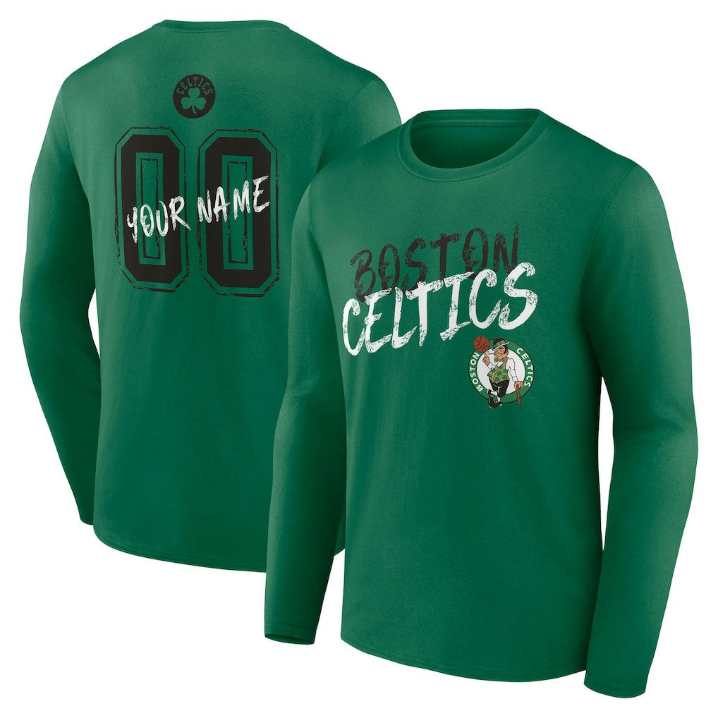 NBA - Boston Celtics Hustle Custom Long Sleeve T-Shirt - Kelly Green