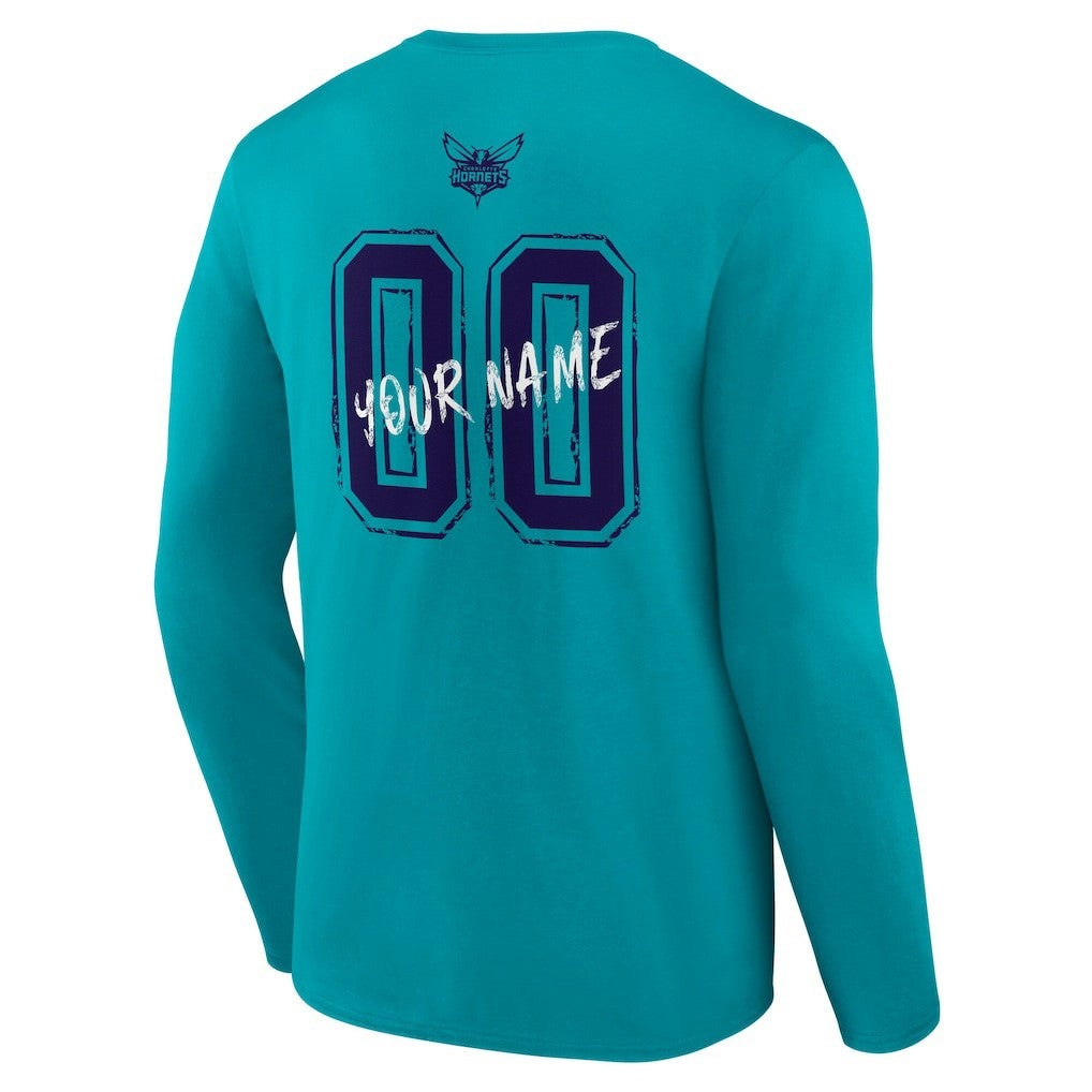 NBA - Charlotte Hornets Hustle Custom Long Sleeve T-Shirt - Teal