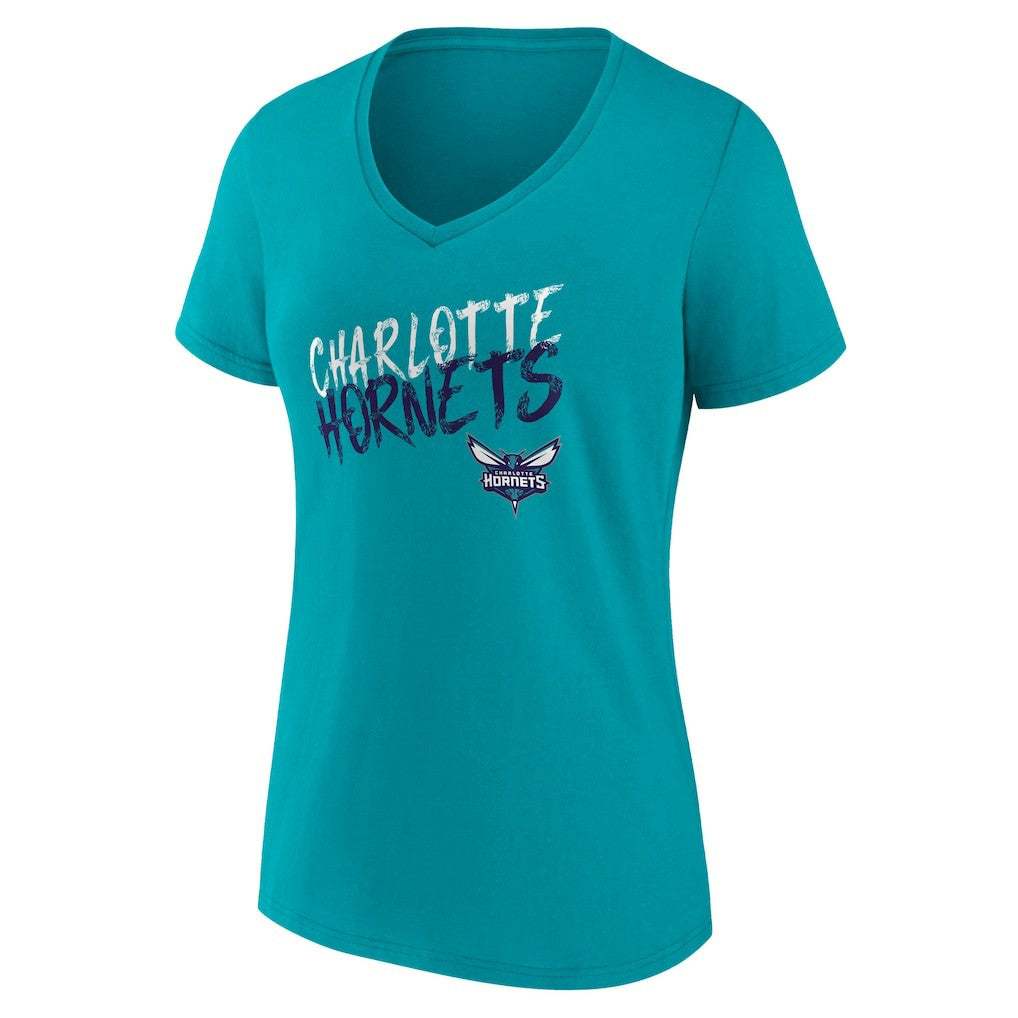 NBA - Charlotte Hornets Women's Hustle Custom V-Neck T-Shirt - Teal