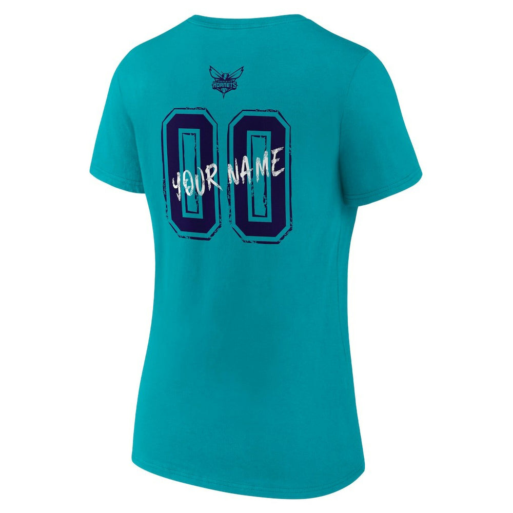 NBA - Charlotte Hornets Women's Hustle Custom V-Neck T-Shirt - Teal