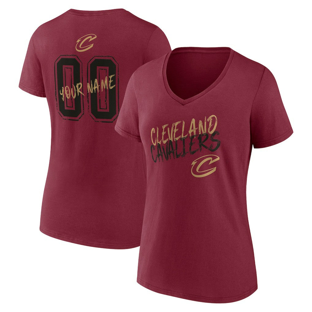 NBA - Cleveland Cavaliers Women's Hustle Custom V-Neck T-Shirt - Wine