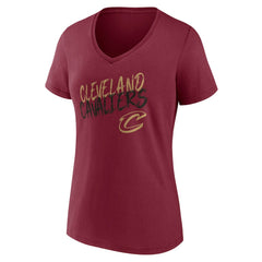 NBA - Cleveland Cavaliers Women's Hustle Custom V-Neck T-Shirt - Wine