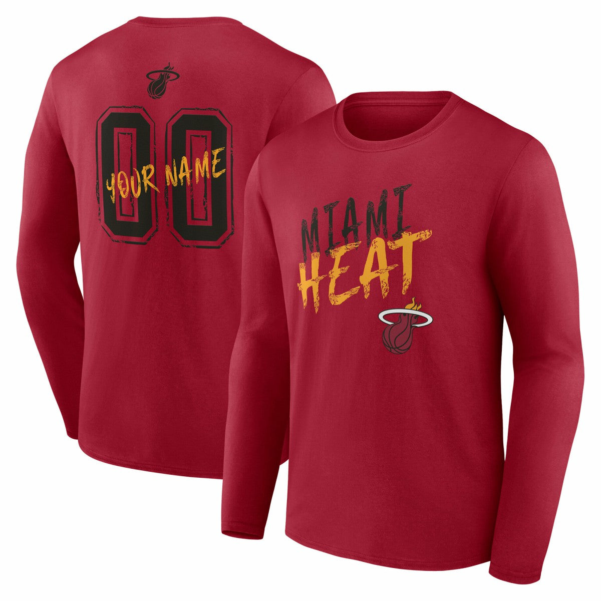 NBA - Miami Heat Hustle Custom Long Sleeve T-Shirt - Red
