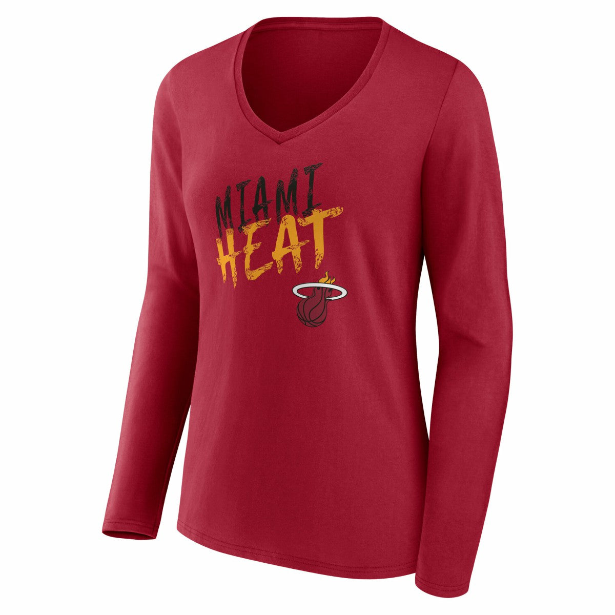 NBA - Miami Heat Women's Hustle Custom Long Sleeve V-Neck T-Shirt - Red