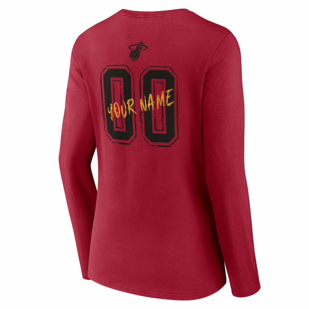 NBA - Miami Heat Women's Hustle Custom Long Sleeve V-Neck T-Shirt - Red