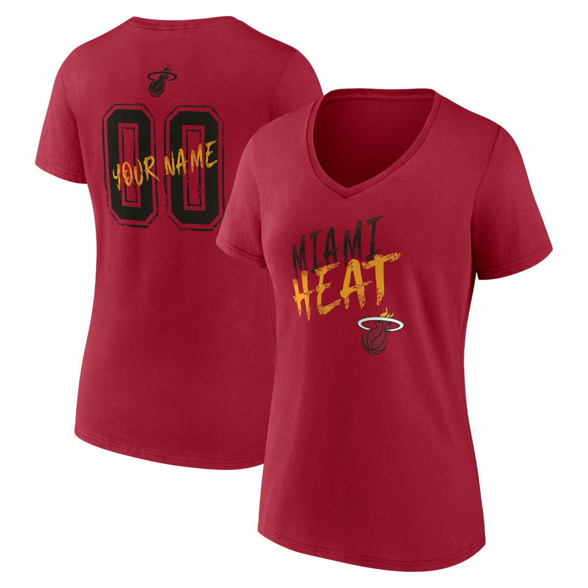 NBA - Miami Heat Women's Hustle Custom V-Neck T-Shirt - Red