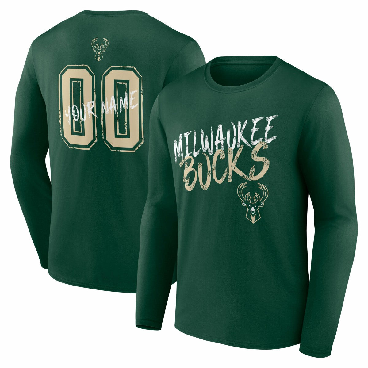 NBA - Milwaukee Bucks Hustle Custom Long Sleeve T-Shirt - Hunter Green