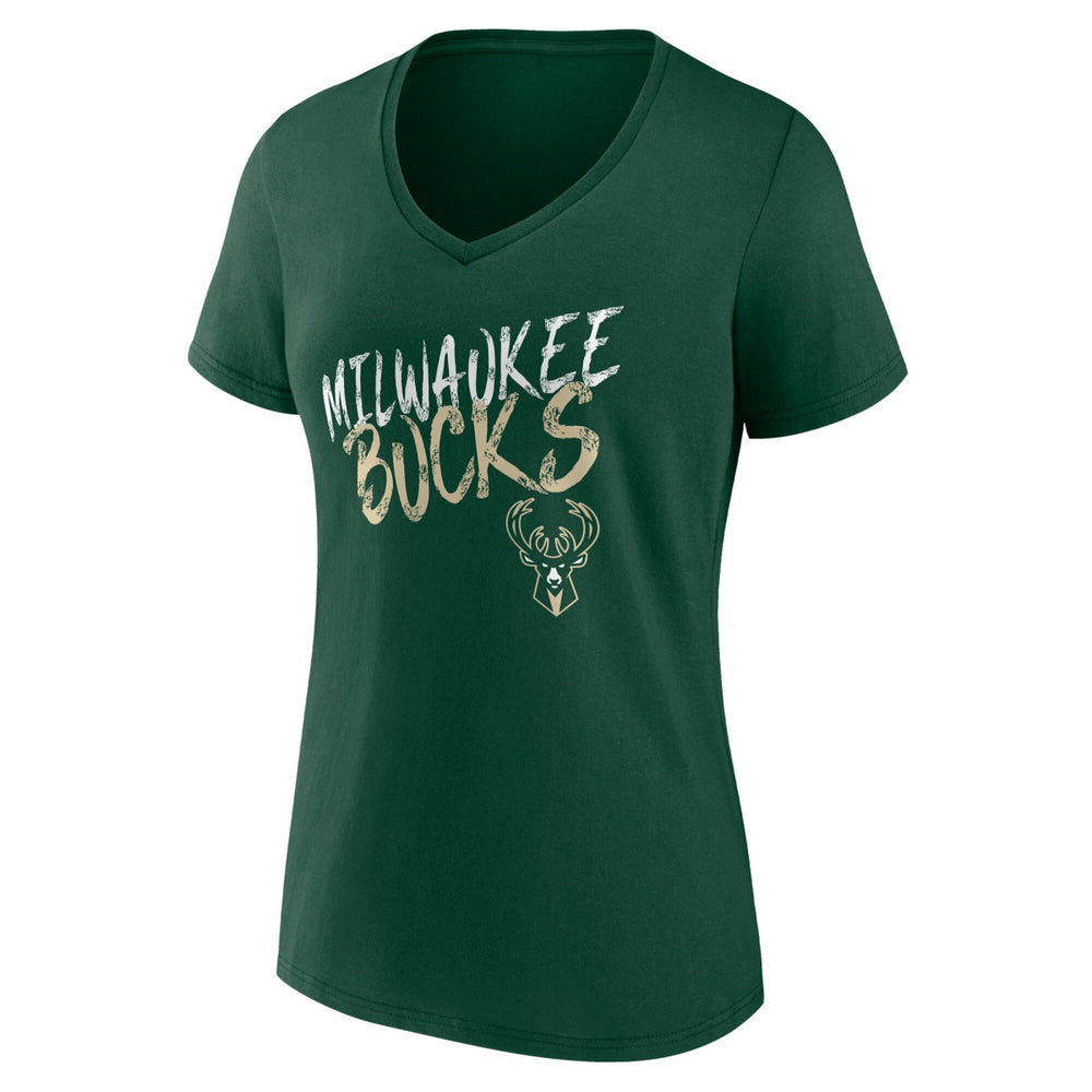 NBA - Milwaukee Bucks Women's Hustle Custom V-Neck T-Shirt - Hunter Green
